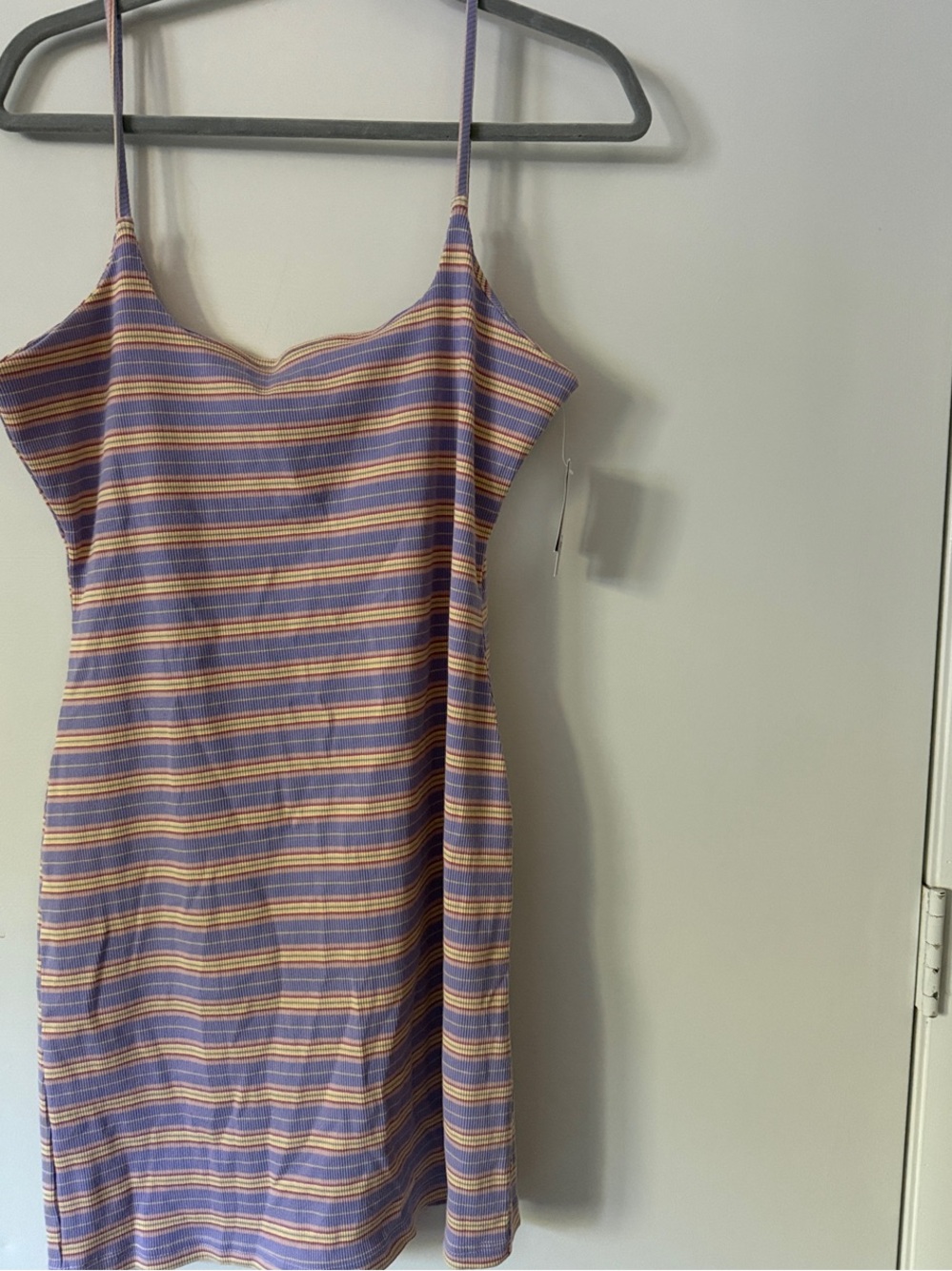bp Striped Lavender and Yellow Spaghetti Strap Mini Dress